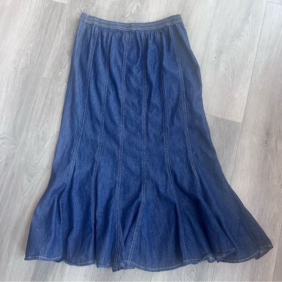 Vintage Chambray Maxi Skirt Womens Boho Western Cowgirl Modest Church Festival M - Picture 5 of 9